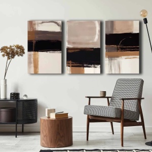Wallxpert set 3 tablouri decorative canvas triptic, 3x45x70 cm, dimensiune totala 145x70 cm, panza 100% 2.8mm, cadru lemn pin 100%, multicolor - Verificat A · Re-Bloom - Img 2