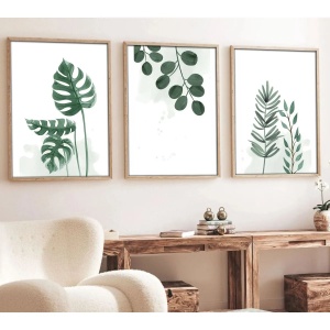 Wallxpert set 3 tablouri decorative cu rama, 3x30x40 cm, MDF 3mm, cadru lemn solid 2.5 cm, multicolor - Verificat A · Re-Bloom