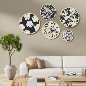 Wallxpert set 5 tablouri decorative lemn masiv 100%, 43.5/37/31/26/18 cm, grosime 1.5 cm, multicolor - Verificat A · Re-Bloom
