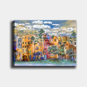 Wallxpert tablou decorativ canvas 70x100 cm, panza 100%, rama lemn 100% grosime 3 cm, multicolor - Verificat A · Re-Bloom
