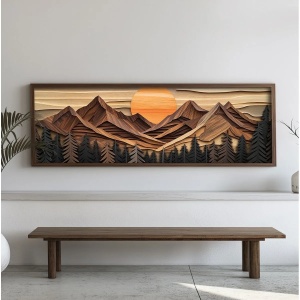 Wallxpert tablou decorativ inramat, 40x120x3.5 cm, MDF 3mm, cadru lemn pin 100%, imprimare UV, format panoramic, multicolor - Verificat A · Re-Bloom - Img 3