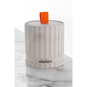 Aberto Design lumanare parfumata 8x8.5 cm, beton cu panglica, ceara de parafina si soia, 200g, esenta chihlimbar, gri - Verificat A · Re-Bloom - Img 2