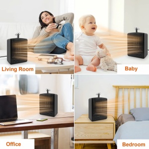 Aeroterma CestMall, 2 nivele reglabile, 1000 W, negru, ceramica/ABS, 150 x 250 x 95 mm - Img 2