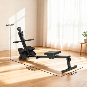 Aparat de vaslit Re-Bloom, otel, 147x55x60 cm, rezistenta elastica, monitor LCD, sina 60 cm, scaun 25x25 cm, 150 kg, negru - Verificat A · Re-Bloom - Img 3