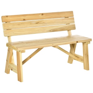 Banca de exterior pentru 2 persoane, lemn de pin, 116x56x80 cm, sezut 116x37cm/inaltime 45cm, capacitate 220kg, lemn natur - Verificat A · Re-Bloom