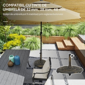 Baza umbrela rotunda 20kg, rasina, cu roti si frane, Φ54.5x40.5cm, Bronz - Verificat A · Re-Bloom - Img 6