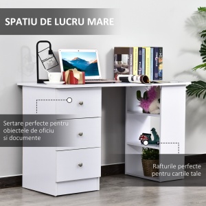 Birou cu sertare si rafturi Re-Bloom, MDF/metal, alb, 120 x 49 x 72 cm, Resigilat, Grad A - Img 6