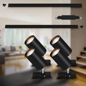 Brilo spotlight 4 lumini GU10, 161 cm, aluminiu vopsit electrostatic, dimabil, IP20, negru - Verificat A · Re-Bloom - Img 5