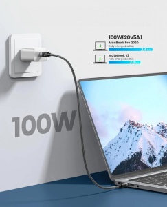 Cablu compatibil cu diferite modele de telefoane si laptop-uri cu interfata USB-C la USB C, Orico, 100W, 50 cm - Img 4