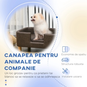 Canapea pentru animale Re-Bloom, lemn/spuma, maro inchis, 74 x 48,5 x 31 cm, Resigilat, Grad A - Img 5