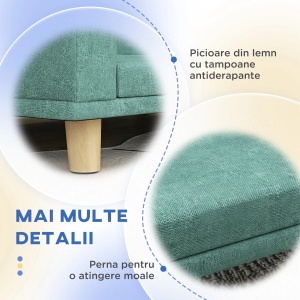 Canapea pentru caini Re-Bloom, poliester/MDF/lemn masiv, verde deschis/natur, 98 x 67 x 25 cm, Resigilat, Grad A - Img 5
