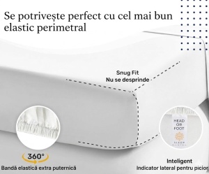 Cearsaf cu elastic Sleep Mantra, bumbac/poliester, alb, 200 x 200 x 30 cm - Img 4
