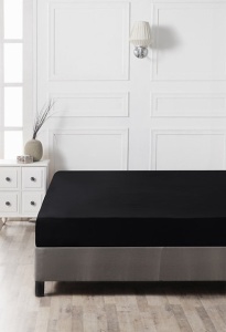 Cearsaf de pat cu elastic, bumbac 100%, 140x190+30 cm, negru - Verificat A · Re-Bloom - Img 2