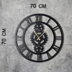Ceas decorativ de perete din metal 100%, 70x70 cm, grosime 2mm, design modern, negru - Verificat A · Re-Bloom - Img 5