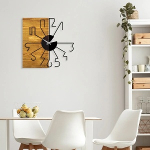Ceas decorativ de perete, lemn 100% 3cm/metal, 58x3x58 cm, 3.65 kg, maro/negru - Verificat A · Re-Bloom - Img 4