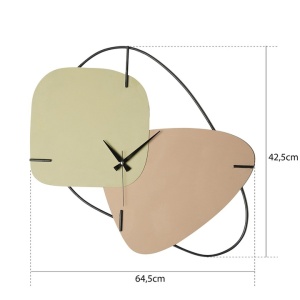 Ceas decorativ de perete Re-Bloom, metal, roz/verde/negru, 58 x 55 cm - Img 3