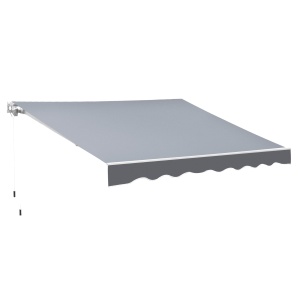 Copertina de soare manuala, poliester/aluminiu, 2.5m latime, extensie max 2m, unghi reglabil 5-45°, manivela Ø1.3x160cm, gri - Verificat A · Re-Bloom