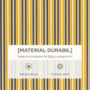 Copertina de soare retractabila Re-Bloom, aluminiu/metal/poliester, 350x250 cm, brate, deschidere manuala cu manivela 148 cm, galben/gri - Verificat A · Re-Bloom - Img 6