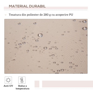 Copertina extensibila de exterior Re-Bloom, poliester 280g/m²/aluminiu/metal, 295x200 cm, deschidere manivela diametru 13x1480mm, bej - Verificat A · Re-Bloom - Img 6
