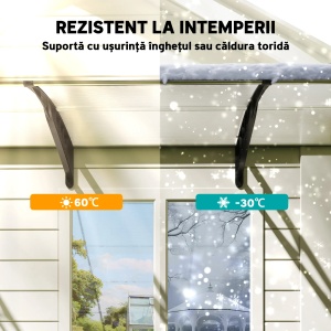 Copertina exterioara curbata din policarbonat 5mm, PP si aluminiu, 90x295x23.5cm, Transparent/Negru - Verificat A · Re-Bloom - Img 5
