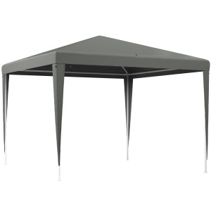 Cort de gradina portabil Re-Bloom, otel/PE, 293x293 cm, inaltime acoperis 252 cm, anti UV, 4 franghii + 8 tarusi inclusi, gri - Verificat A · Re-Bloom