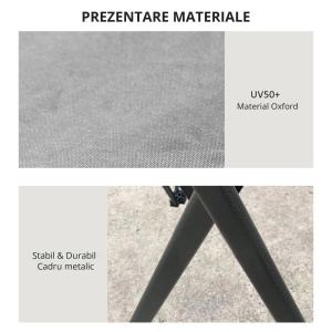 Cort foisor pliabil cu inaltime ajustabila, metal/Oxford/nailon, 392x392x283 cm, streasina 186cm, spatiere coloane 300x300cm, pliat 25x25x125cm, pereti plasa 300x200cm, 4 saci greutate inclusi, gri inchis - Verificat A · Re-Bloom - Img 5