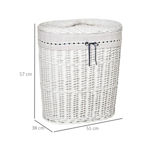 Cos pentru rufe cu sac detasabil Re-Bloom, ratan, alb, 51 x 38 x 57 cm, Resigilat, Grad A - Img 3