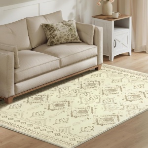 Covor Boho Songmics, poliester/TPR, bej, 160 x 230 cm, Resigilat, Grad A
