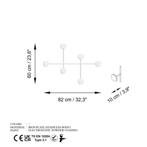 Cuier de perete Re-Bloom, metal, alb, 82 x 60 x 10 cm - Img 3