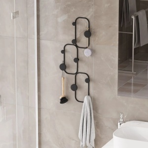 Cuier de perete Re-Bloom, metal, negru, 28 x 5 x 70 cm - Img 5