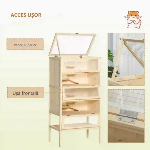 Cusca cu 4 nivele pentru rozatoare Re-Bloom, bambus, natur, 47,5 x 26 x 44,5 cm, Resigilat, Grad A - Img 6