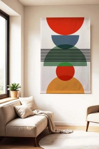 Decor de perete Re-Bloom, bumbac/poliester, multicolor, 100 x 140 cm - Img 2