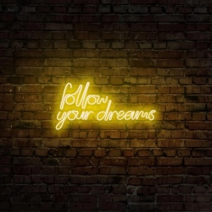 Decor de perete Re-Bloom, Follow Your Dreams, LED, PVC, alb/galben, 60 x 32 x 2 cm - Img 2