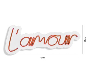 Decor de perete Re-Bloom, L amour, LED, PVC, rosu, 41 x 18 x 2 cm - Img 3