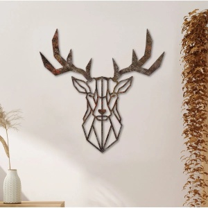 Decor de perete Re-Bloom, model cerb, metal, maro, 51 x 51 cm - Img 4