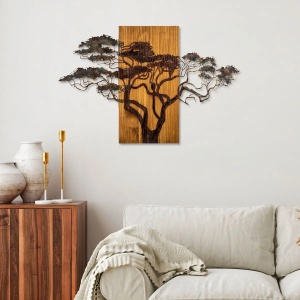 Decor de perete Re-Bloom, model copac, lemn/metal, maro/negru, 90 x 58 x 3 cm - Img 6