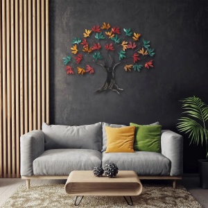 Decor de perete Re-Bloom, model copac, metal, multicolor, 115 x 94 x 4 cm - Img 3