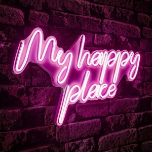 Decor de perete Re-Bloom, My happy place, LED, PVC, roz, 55 x 31 cm - Img 3