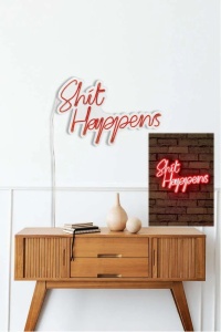 Decor de perete Re-Bloom, Shit Happens, LED, PVC, rosu, 45 x 2 x 29 cm - Img 2