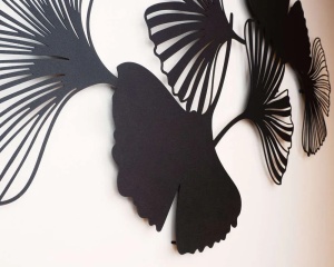 Decor perete model frunze, metal, 98x51 cm, negru - Verificat A · Re-Bloom - Img 2