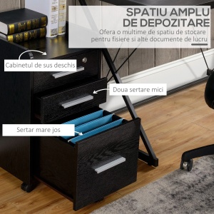 Dulap de birou cu 3 sertare si 5 roti Re-Bloom, PAL/MDF P2, 39.2x40x65.4 cm, chei securitate, 50 kg, negru - Verificat A · Re-Bloom - Img 6