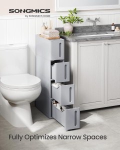 Dulap de depozitare Songmics, 4 sertare, polipropilena, gri, 45,2 x 17,3 x 84 cm, Resigilat, Grad A - Img 5