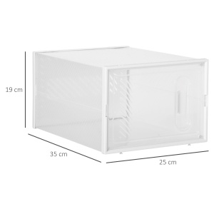 Dulap de pantofi modular, 18 cutii PP transparente, 25x35x19 cm/cutie, usi magnetice, orificii ventilatie, stivuibil, marime max EU43, 8kg, transparent/alb - Verificat A · Re-Bloom - Img 6