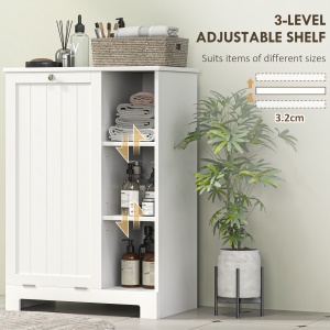 Dulap pentru baie + Cos de rufe, MDF, alb, 60 x 38 x 86 cm, Resigilat, Grad A - Img 4