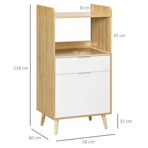 Dulap pentru cuptorul cu microunde Re-Bloom, PAL, natur/alb, 58 x 40 x 118 cm, Resigilat, Grad A - Img 5