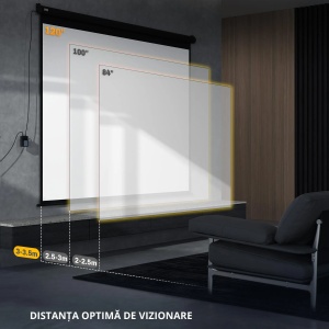 Ecran de proiectie 120 inch Re-Bloom, tesatura plasa/plastic/metal, 244x183 cm, format 4:3, motor electric, telecomanda, 25W/230V, negru - Verificat A · Re-Bloom - Img 5