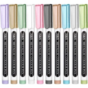 H&S set 10 markere metalice cu vopsea, varf pasla calitate superioara, uscare rapida, pentru pictura/desen/colorat/multiple suprafete - Verificat A · Re-Bloom - Img 3