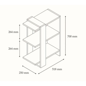 Hanah Home biblioteca, PAL melaminat 18mm, 51.8x25x70 cm, inaltime raft 26.4cm, nuc/alb - Verificat A · Re-Bloom - Img 3