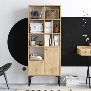 Hanah Home biblioteca, PAL melaminat, 60x30x175 cm, picioare 25cm, stejar safir - Verificat A · Re-Bloom - Img 2