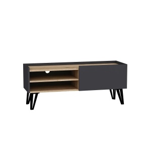 Hanah Home comoda TV, PAL melaminat/cadru metal, 120x38.6x49.6 cm, grosime 18mm, safir/antracit - Verificat A · Re-Bloom